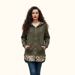 Triple Five Soul Mixed Media Floral Panel Zip Hoodie - XL